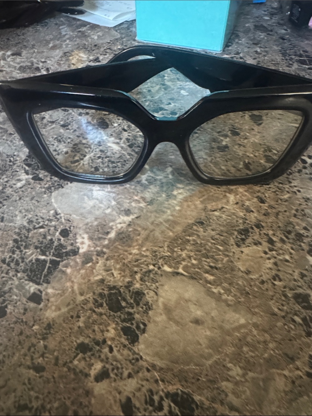 Bold Black Geometric Frame Glasses - clear lenses NWOT